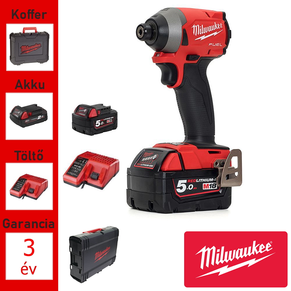 Milwaukee 18V ütvecsavarozó 226Nm + 2db 5ah akku, töltő, koffer